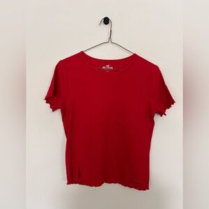 Hollister Ruffled Red Short Sleeve Tee